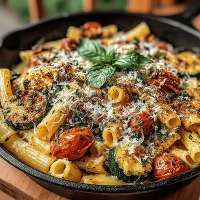 Creamy Zucchini Tomato Pasta Skillet