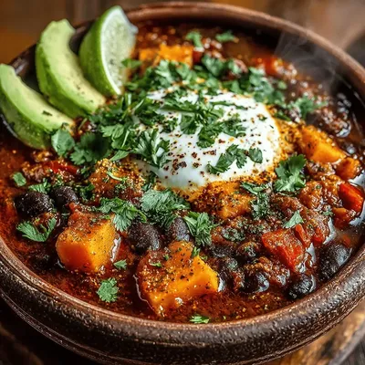 Sweet & Spicy Slow Cooker Vegetarian Chili with Sweet Potatoes