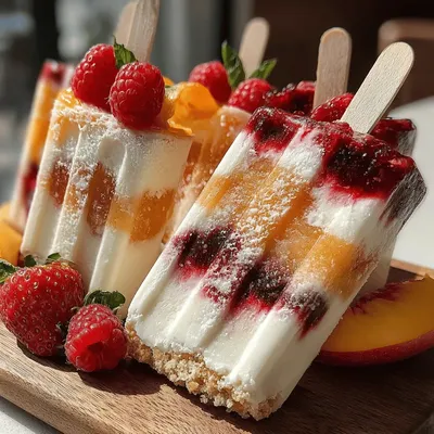 Frozen Peach Melba Popsicles Recipe
