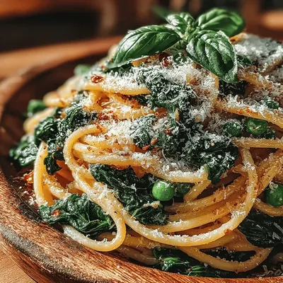 Spinach & Pea Delight Spaghetti Recipe