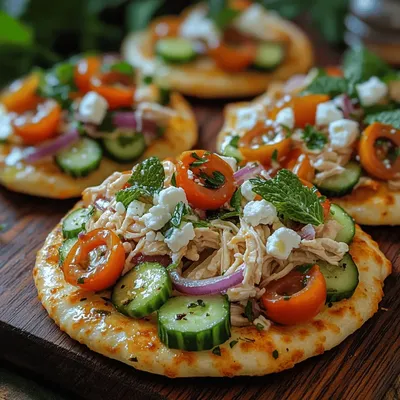 Mini Greek Chicken Salad Flatbreads
