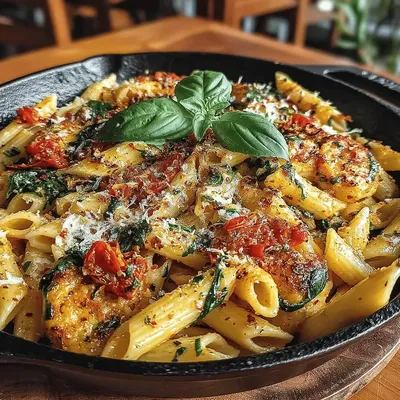 Creamy Tomato Spinach Skillet Pasta