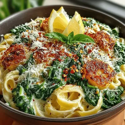 Creamy Lemon Spinach Pasta Recipe