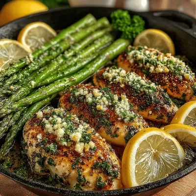 Lemon Zest Delight: One-Pan Garlic Chicken & Asparagus