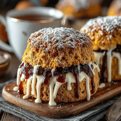 Harvest Delight Pumpkin Scones with Cinnamon Drizzle