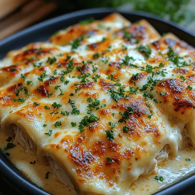 Creamy Baked Chicken Alfredo Lasagna Rollups Recipe
