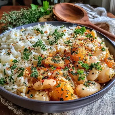 Savory Country Style Herb Butter Beans and Rice