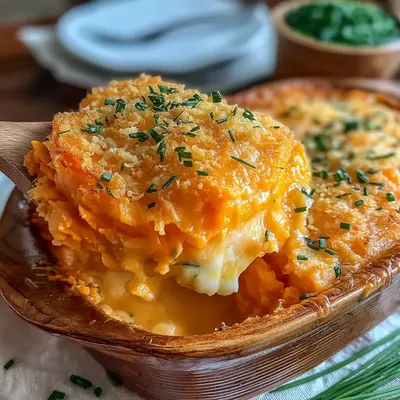 Cheesy Comfort Sweet Potato Casserole