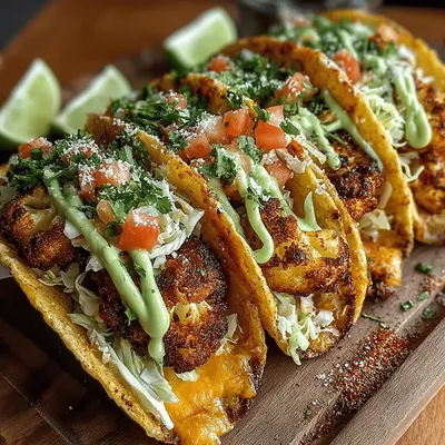 Spicy Oven Roasted Cauliflower Tacos with Avocado Cream