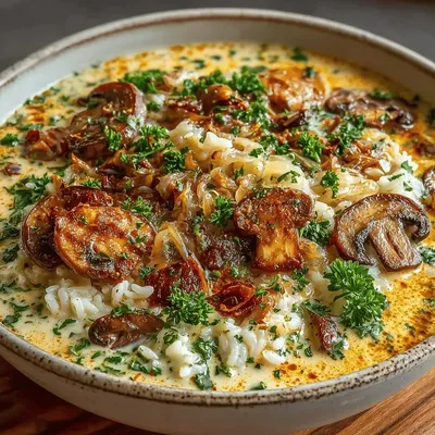 Savory Slow Cooker Creamy Mushroom Rice