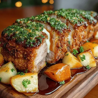 Herb Crusted Pork Loin with Apples