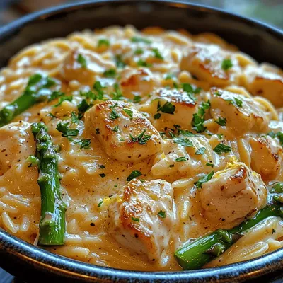 Creamy Parmesan Orzo with Chicken and Asparagus: A Comforting Delight