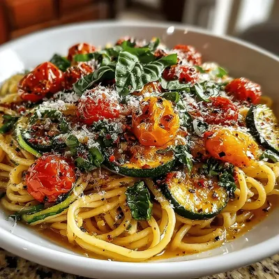 Garden Fresh Tomato Zucchini Pasta Recipe
