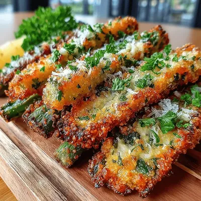 Crispy Garlic Parmesan Green Bean Fries