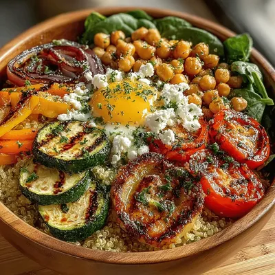 Mediterranean Quinoa Bowl with Roasted Veggies