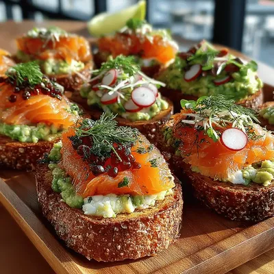 Savory Mini Salmon Avocado Toast Circles: A Culinary Delight