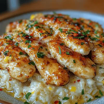 Luscious Chicken Scampi with Garlic Parmesan Rice