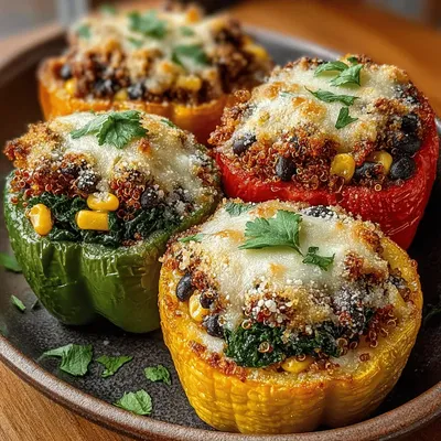 Cozy Quinoa and Kale Stuffed Peppers