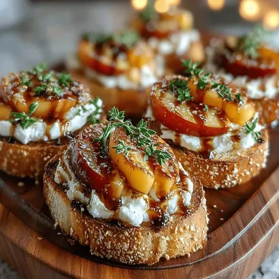 Sweet & Savory Peach Goat Cheese Crostini Recipe