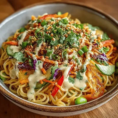 Chilled Thai Delight: Cold Peanut Noodle Salad