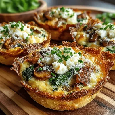 Mini Spinach Mushroom Tortilla Quiches