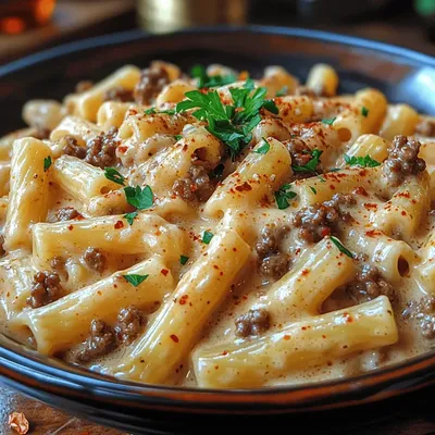 Beef and Rotini in Garlic Parmesan Sauce: A Comforting Delight