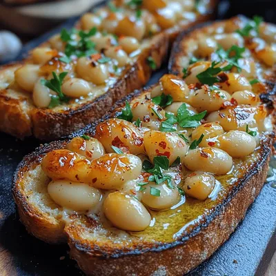 Savory Roasted Garlic White Bean Toast Recipe