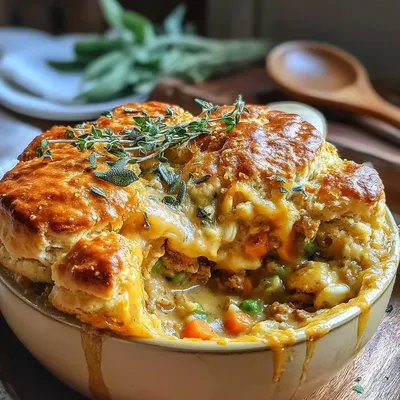 Cheesy Sage Turkey Biscuit Pot Pie
