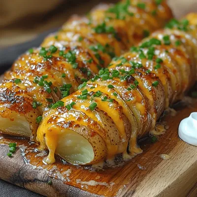 Cheesy Garlic Hasselback Potatoes Recipe