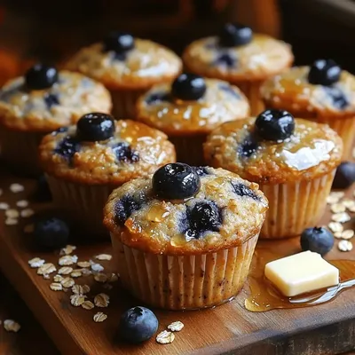 Fluffy Blueberry Oatmeal Muffins