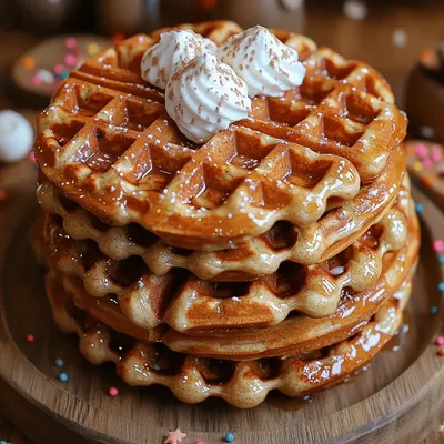 Festive Gingerbread Waffles with Vanilla Glaze