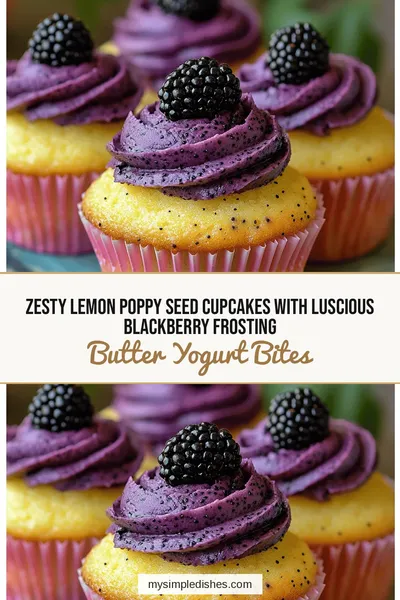 Zesty Lemon Poppy Seed Cupcakes with Luscious Blackberry Frosting