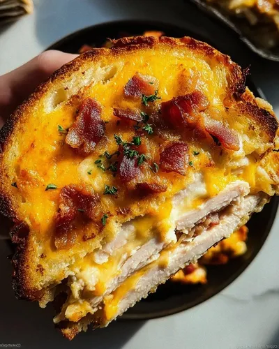 Cheddar and Bacon Turkey Melt on Sourdough