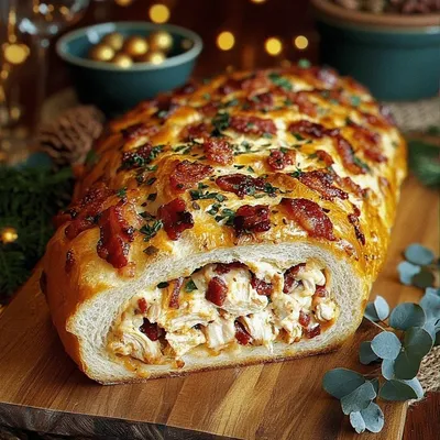 Chicken Bacon Ranch Stuffed Bread Savory Stuffed Italian Bread with Chicken, Bacon, and Ranch