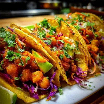 Crispy Buffalo Chickpea Tacos
