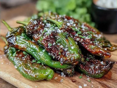 Crispy Pimientos de Padrón Recipe Easy Homemade Snack with Sea Salt