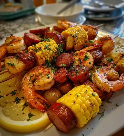 Grilled Seafood Boil Skewers