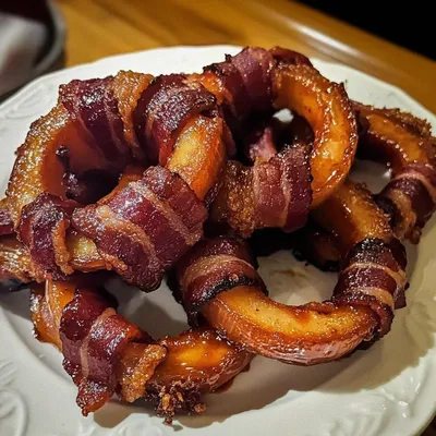 Honey BBQ Bacon Wrapped Onion Rings – Best Snack Ever