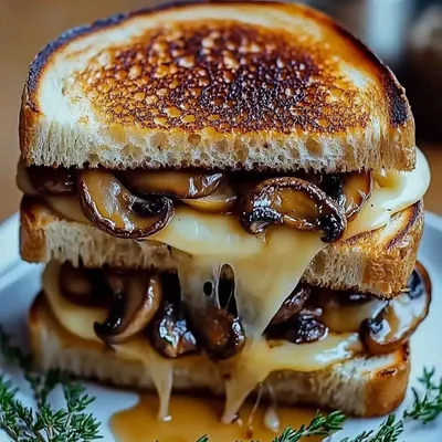 Indulgent Grilled Cheese with Gouda, Roasted Mushrooms, & Onions