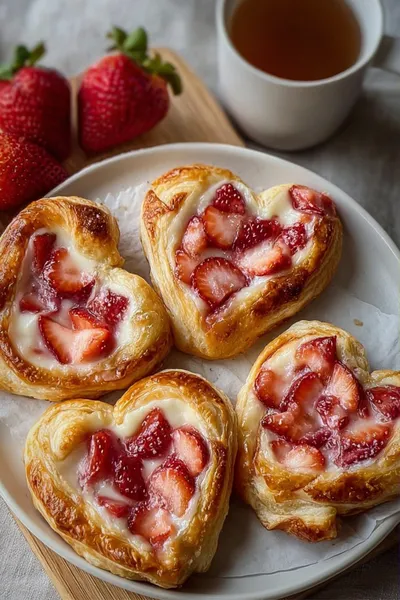 Strawberry Cream Cheese Heart Danishes: A Sweet Twist on Breakfast Love