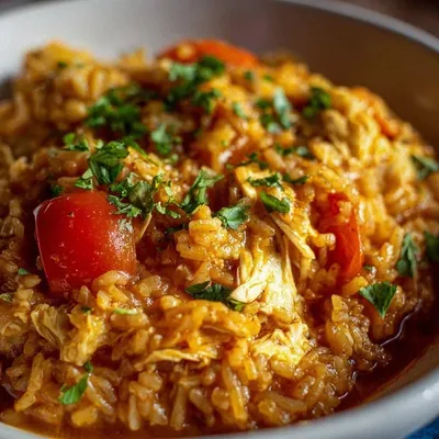 Spanish Rice with Tomato and Chicken Broth