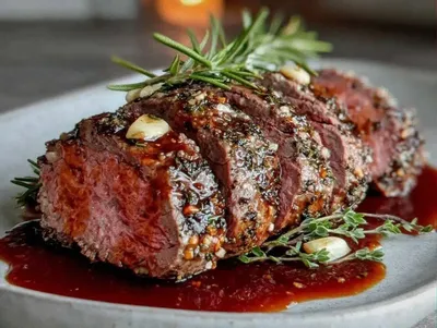 Perfect Herb-Crusted Beef Tenderloin with Red Wine Sauce – Easy Holiday Dinner Recipe