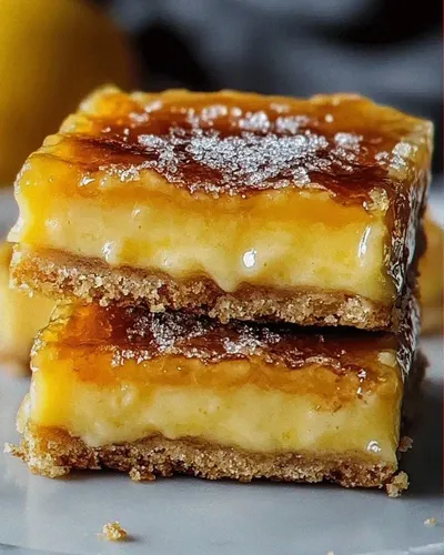 Lemon Cream Brûlée Bars with Crisp Caramel Topping