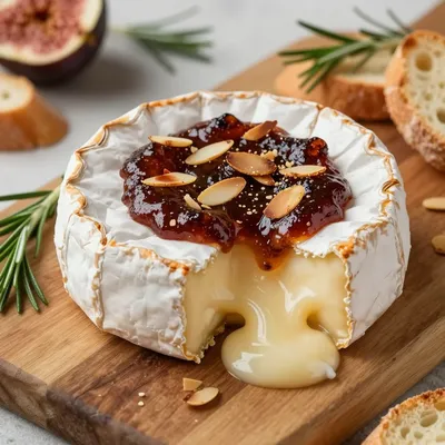 baked brie with fig jam and almonds for elegant holiday entertaining