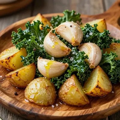 budgetfriendly roasted garlic potatoes and kale for winter dinners