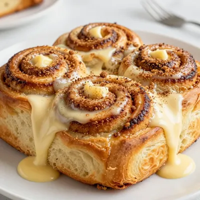 christmas morning cinnamon roll casserole with cream cheese icing