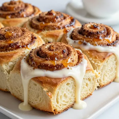 cinnamon roll casserole with cream cheese icing for festive brunch