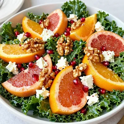 citrus and kale salad with toasted walnuts for festive brunch