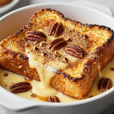 classic eggnog french toast casserole with nutmeg for christmas brunch