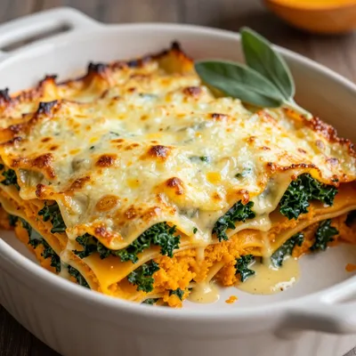 cozy butternut squash and kale lasagna for cold january evenings with family